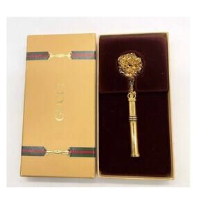 GUCCI Gold Pendant Necklace Perfume Bottle W/Box
